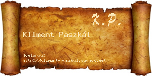 Kliment Paszkál névjegykártya